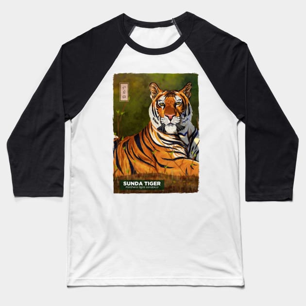 Sunda Tiger - Black Baseball T-Shirt by Thor Reyes